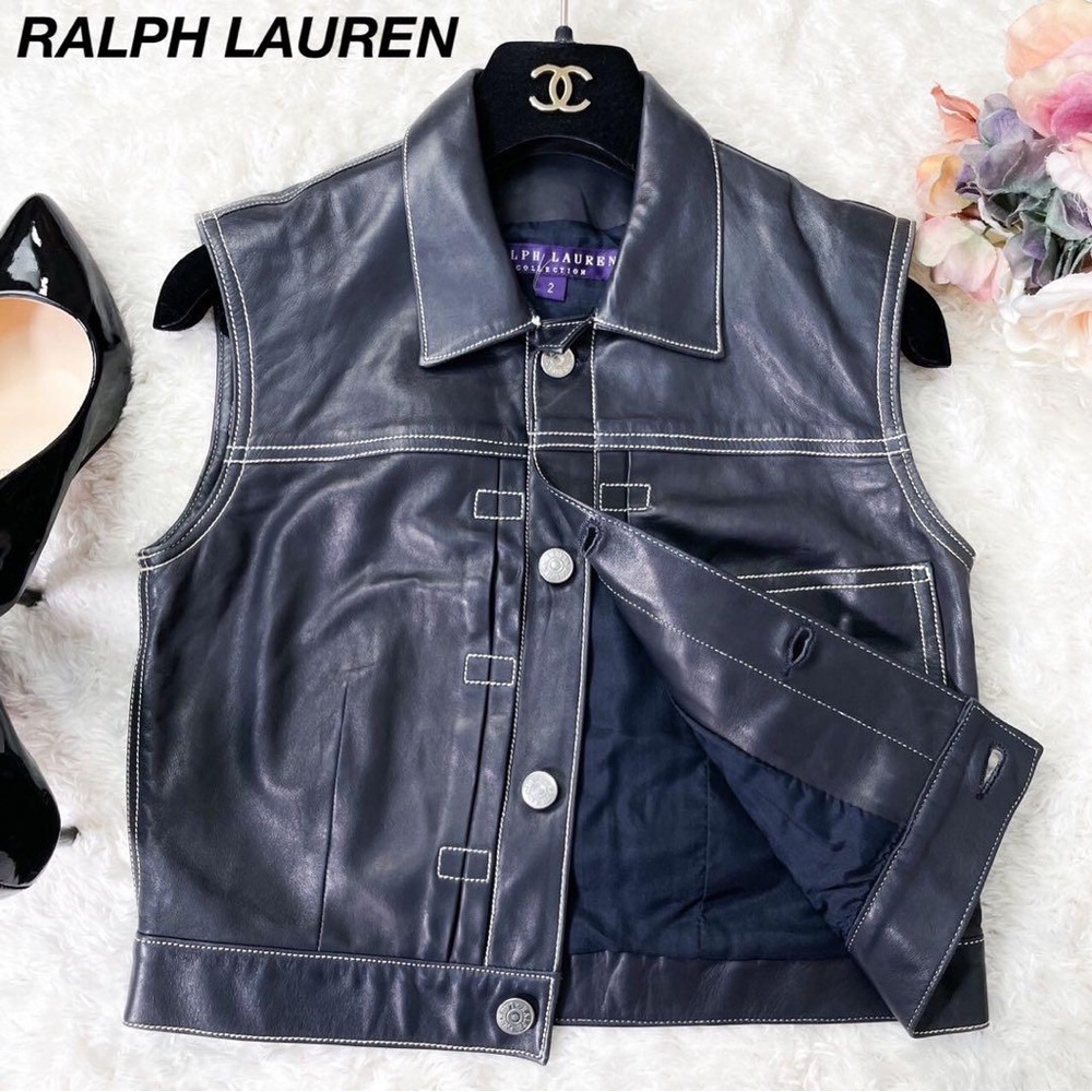 Ralph Lauren Purple Label Midnight Blue Leather Vest